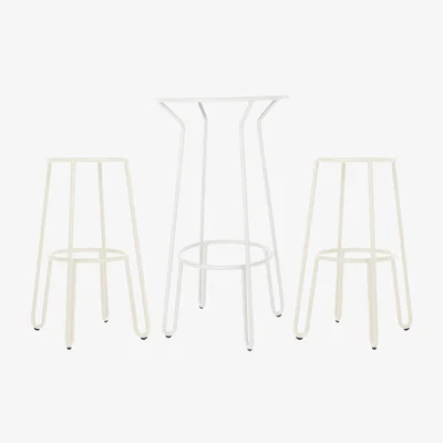 Made in Design Huggy High table - / + 2 bar stools - H 75cm by Maiori White