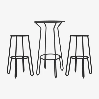 Made in Design Huggy High table - / + 2 bar stools - H 75cm by Maiori Black