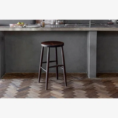 Nkuku Nkuku Mengwi Mango Wood Round Bar Stool | Chairs Stools & Benches | Dark Brown