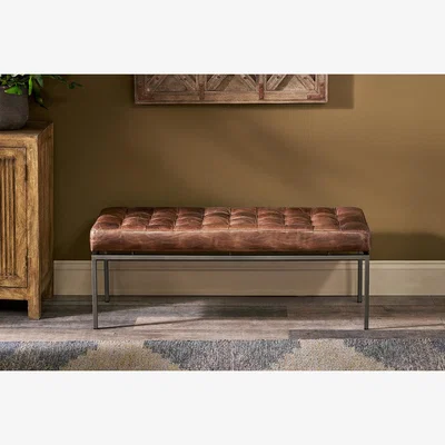 Nkuku Nkuku Nasan Leather Upholstered Bench | Chairs Stools & Benches | Brown