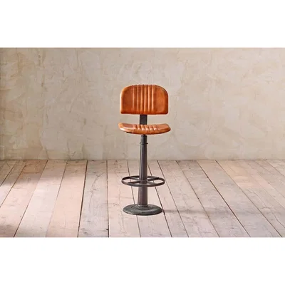 Nkuku Nkuku Narwana Leather Bar Chair | Furniture | Black & Brown | 101 x 49 x 40 cm