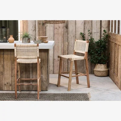 Nkuku Nkuku Madrisana Acacia & Rattan Bar Stool | Chairs Stools & Benches | Natural