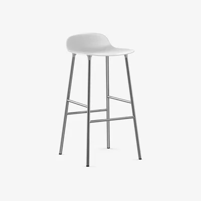 Nordic Nest Normann Copenhagen Form bar stool chrome leg 75 cm white