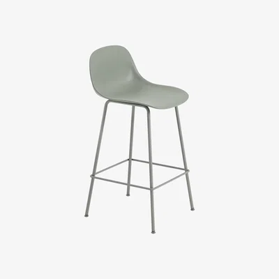 Nordic Nest Muuto Fiber Tube Bar Chair With Back Rest 65 Cm dusty green