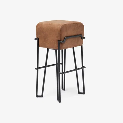 Nordic Nest Puik Bokk barstool Black-brown leather