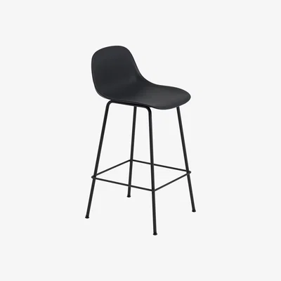 Nordic Nest Muuto Fiber Tube Bar Chair With Back Rest 65 Cm Black