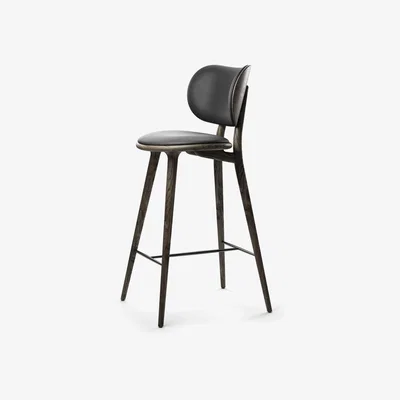 Nordic Nest Mater Mater High Stool Backrest barstool low leather black sirka grey oak stand