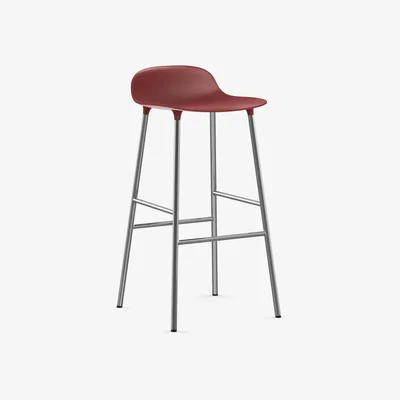 Nordic Nest Normann Copenhagen Form bar stool chrome leg 75 cm red
