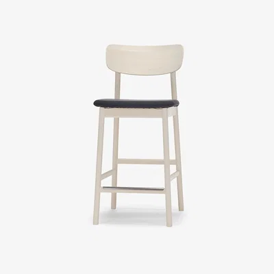 Nordic Nest Stolab Prima Vista bar stool Fabric blues 9833 black. white oiled birch stand