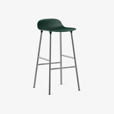 Nordic Nest Normann Copenhagen Form bar stool chrome leg 75 cm green
