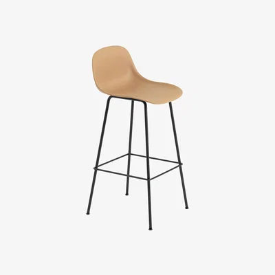 Nordic Nest Muuto Fiber Tube Bar Chair With Back Rest 75 Cm Ochre-Black