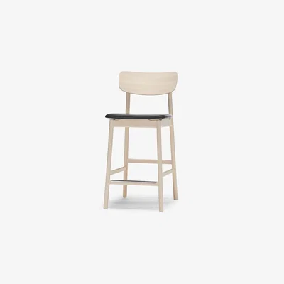 Nordic Nest Stolab Prima Vista bar stool Leather elmo black. white oiled birch stand