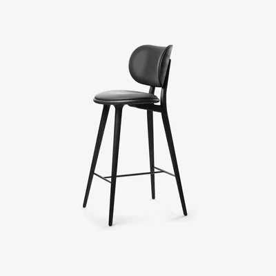 Nordic Nest Mater Mater High Stool Backrest barstool low leather black black stained beech stand