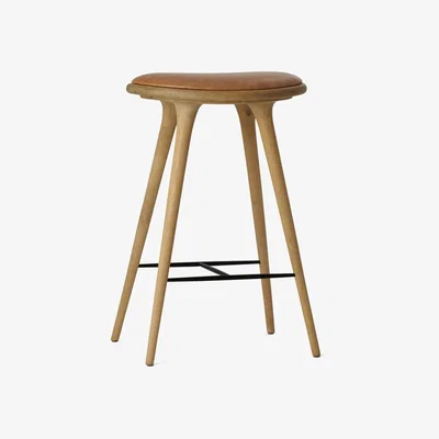 Nordic Nest Mater Mater high stool barstool low 69 cm leather natural soap-finished oak stand
