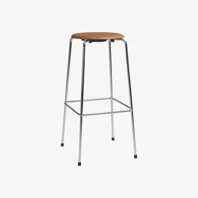 Nordic Nest Fritz Hansen High Dot bar stool Wild leather walnut-chrome