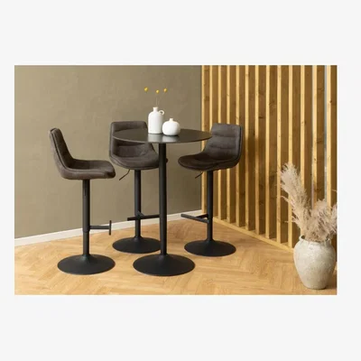 Downtown Malta Ceramic Round Bar Table - Matt Black