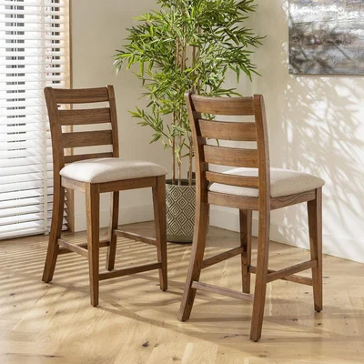 Quatropi Modern Solid Wood 6 Seater Counter Bar Table and Stools Set Parquet