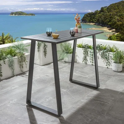 Quatropi Freddy Aluminium Outdoor Garden Bar Table Grey 150x70cm