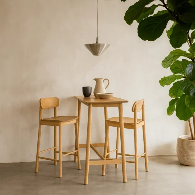 The Range Brno 3 Piece Bar Table and 2 Stools Natural Effect Matt - Natural