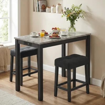 The Range 3-Piece Bar Table Set with Charging Station