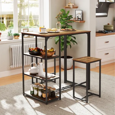 The Range 3-Piece Kitchen Bar Table Set - Brown