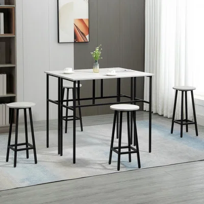 The Range 6-Piece Bar Table Set, 2 Breakfast Tables with 4 Stools - Grey