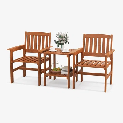 The Range 3 Piece Patio Bistro Table Chairs Set - Brown