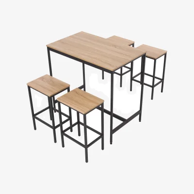 The Range Contemporary Bar Table and Stool Set - Original Wood