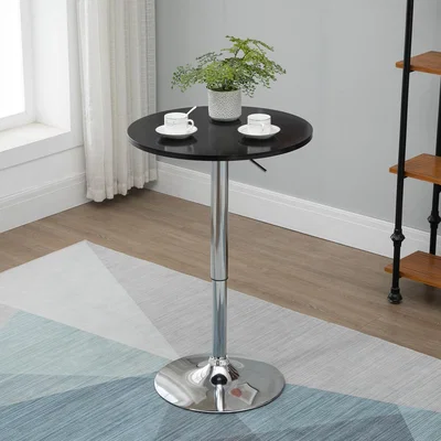 The Range Round Height Adjustable Bar Table with Metal Base Black - Black