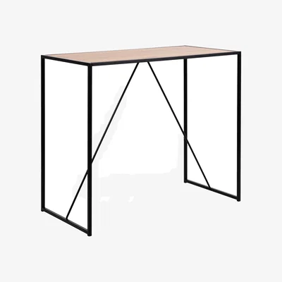 The Range Seaford Black Metal Bar Table with Black Ash Top - Oak & Black