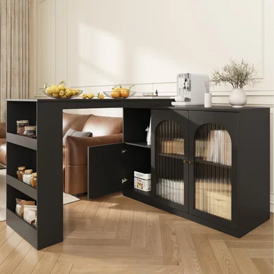 The Range 360 Rotating Bar Table, Multifunctional Storage Cabinet - Black