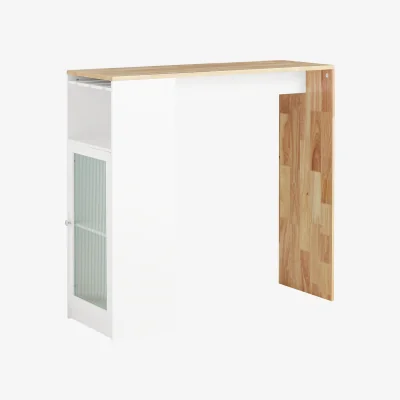The Range Bar Table with Storage Cupboard - White - White