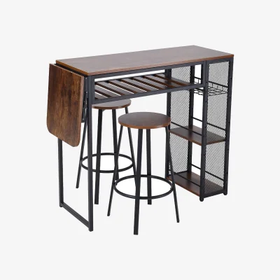 The Range 3-Piece Bar Table Set with 2 Bar Stools - Brown & Black