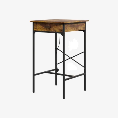 The Range Bar Table with Built-In Charging Station - Brown & Black / Brown & Black