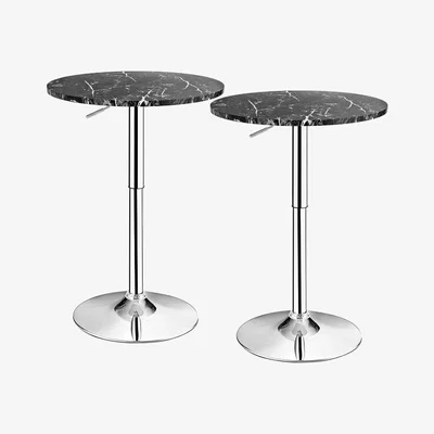 The Range Set of 2 Round Cocktail Table Counter Height Table - Black