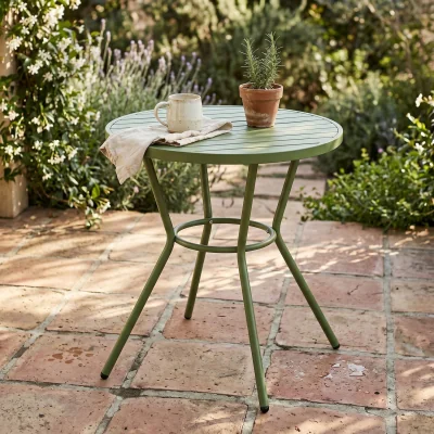 The Range Round Plastic and Metal Garden Bistro Table - Moss Green