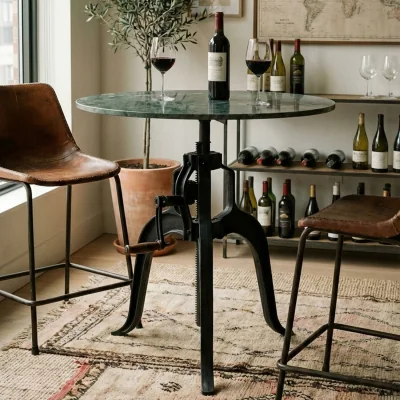 The Range Vasco Small Bar Table with Green Marble Top - Black Green