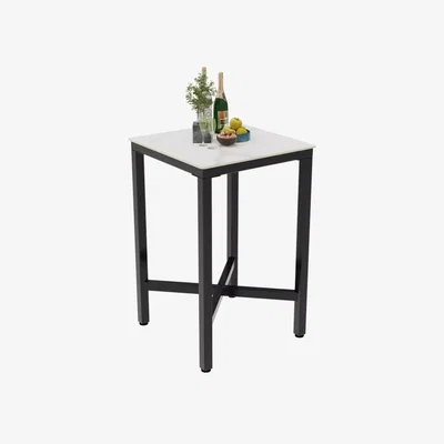 The Range Industrial Tall Square Bar Table - White