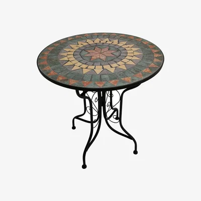 The Range 70cm Mosaic Design Outdoor Metal Bistro Table - Black