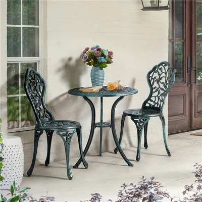 The Range Set of 3 Outdoor Bistro Table Set - Green