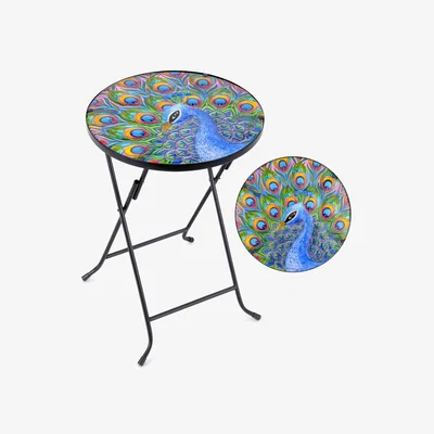 The Range Peacock Glass Top Bistro Table - Blue