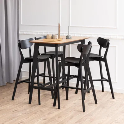 The Range Roxby Bar Table and Stool Set - Black / 4