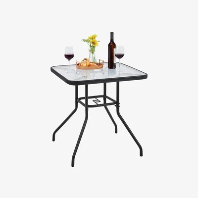 The Range Square Bistro Table Tempered Glass Top - White