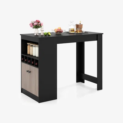 The Range Bar Table with Storage Cabinet - Black