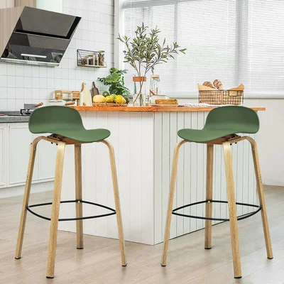 The Range 2X Green Bar Stool Comfortable Ergonomic Low Back and Footrest - Green