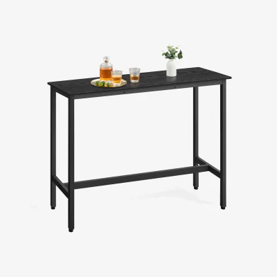 The Range Bar Table, Narrow Breakfast Bar Table with Steel Frame - Black