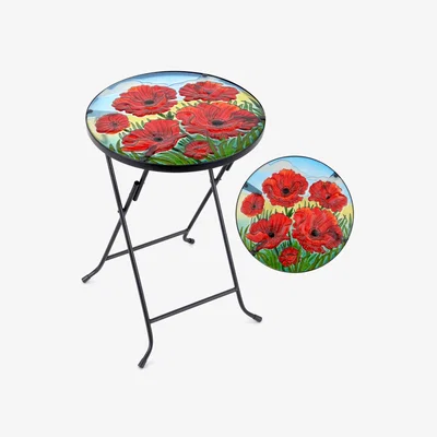 The Range Poppy Glass Top Bistro Table - Red