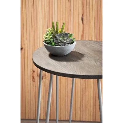 The Range District 3 Piece Silver Frame Bar Table Stool Set - Silver