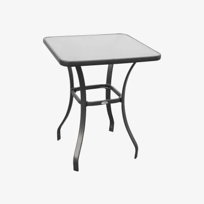 The Range Bar Table Bistro Square Glass Dining Kitchen Breakfast Pub - Black