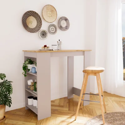 The Range Serina Bar Table  - Warm Oak and Light Grey